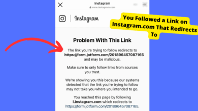 you followed a link on instagram that redirects to