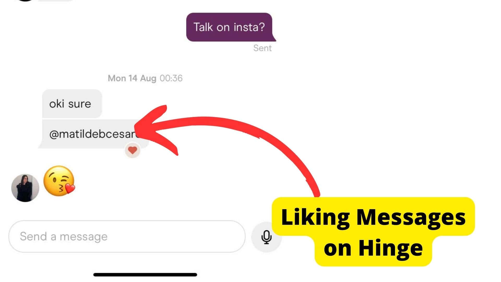 a message with a like on hinge