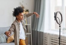 A teenager filming a video