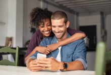 couple using phone