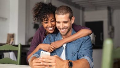 couple using phone