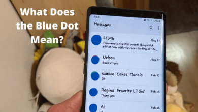 what does the blue dot mean on Android text messages